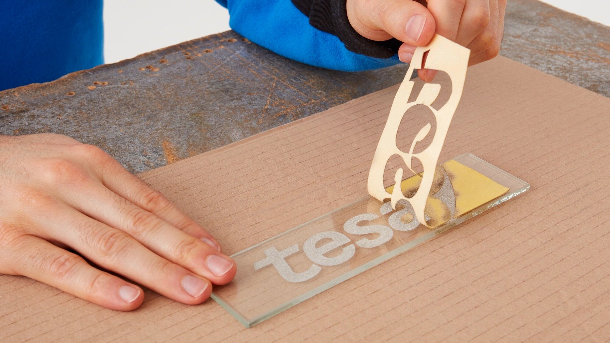 tesa® 4434 tesa® 4434 Flatback Paper Masking Tape for Sandblasting, Protection, and Reinforcement - tesa-4434-stencil-material-for-sandblasting-protection-step2of7-ap.jpg