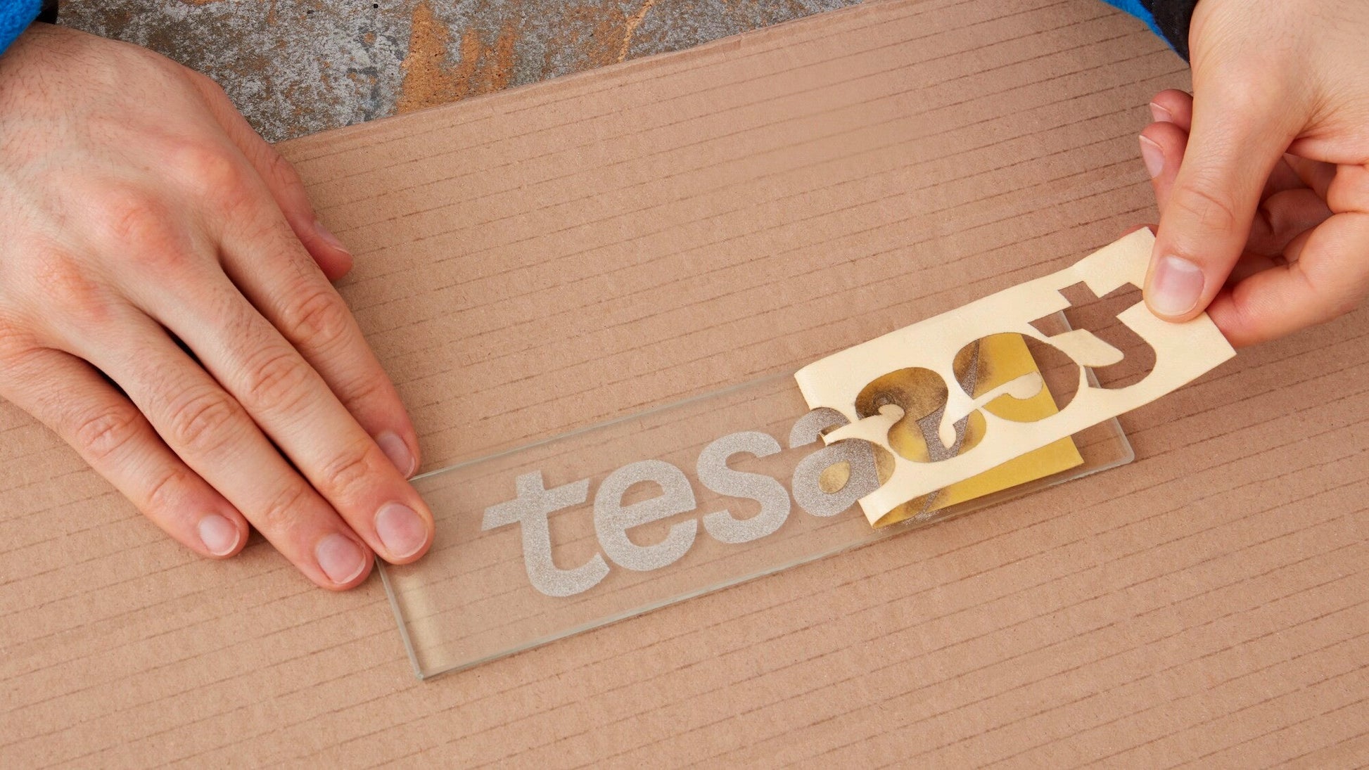 tesa® 4434 tesa® 4434 Flatback Paper Masking Tape for Sandblasting, Protection, and Reinforcement - tesa-4434-stencil-material-for-sandblasting-protection-step4of7-ap.jpg