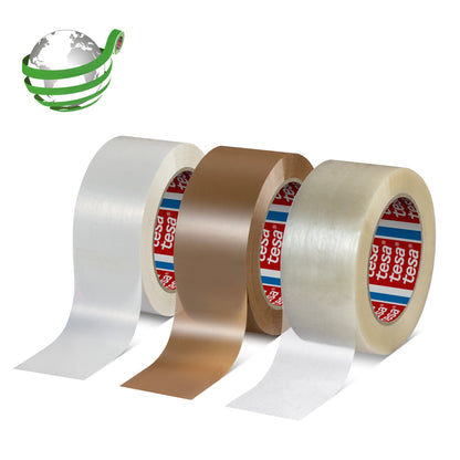 tesa® 60418 Thin recycled PET packaging tape with synthetic rubber adhesive - tesa-id-60418-recycled-pet-packaging-tape-group-picture-with-marker-01.jpg