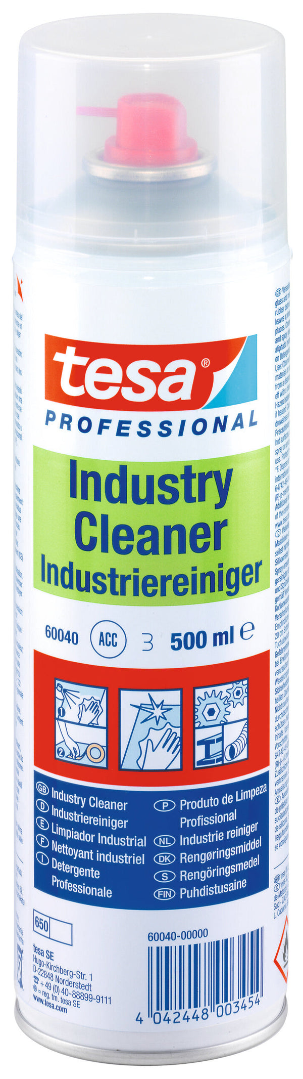 tesa® 60040 Multi-functional cleaning spray to thoroughly clean machines, tools and surfaces - tesa 4042448003454 60040-00000 li602 front pa.jpg