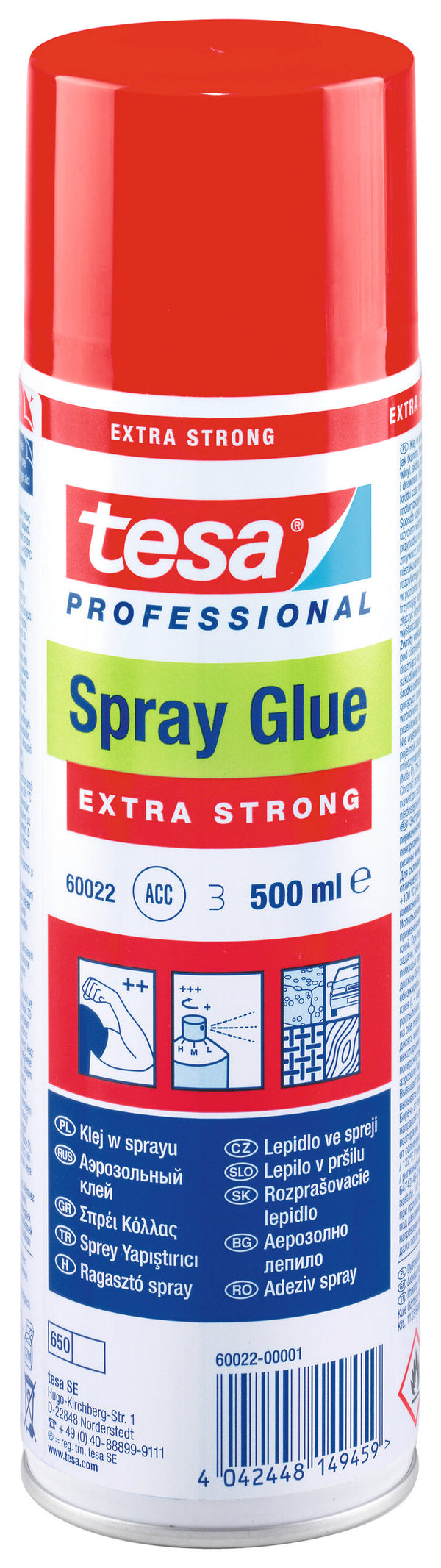 tesa® Professional 60022 The extra-powerful spray glue for bonding heavy materials - tesa 4042448149459 60022-00001 li601 front pa.jpg