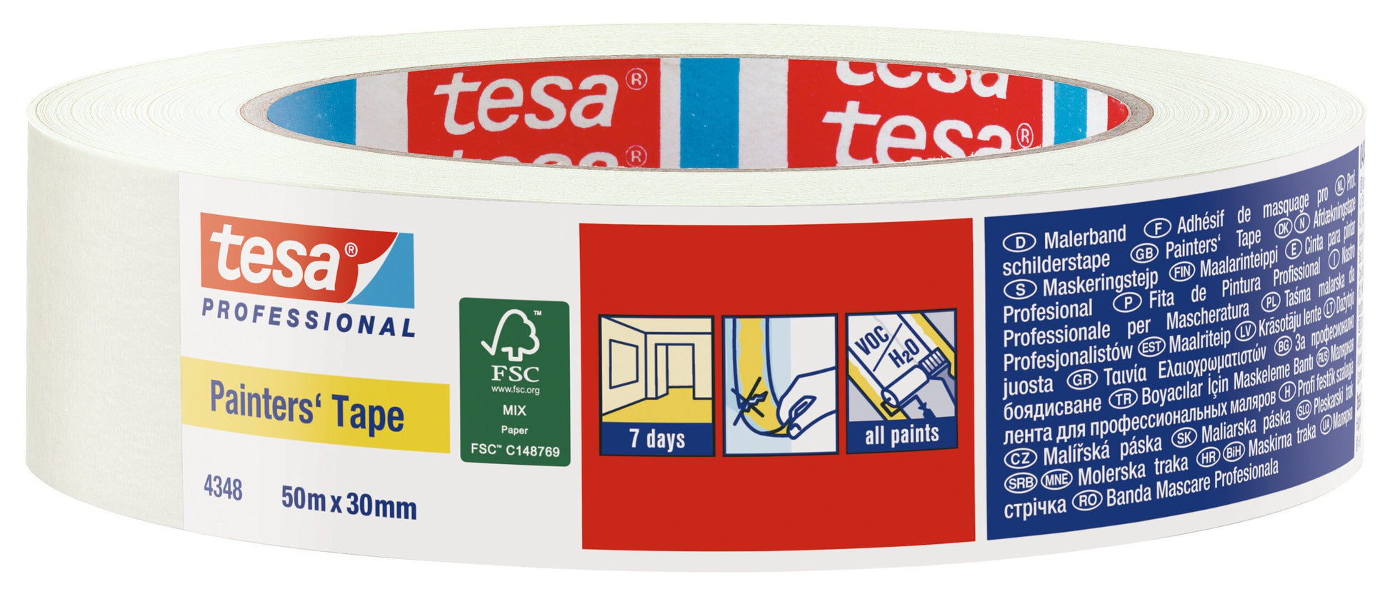tesa® Professional 4348 tesa® 4348 Flexible Masking Tape for Indoor Painting Applications - tesa 4042448280695 04348-00017 li400 front pa.jpg
