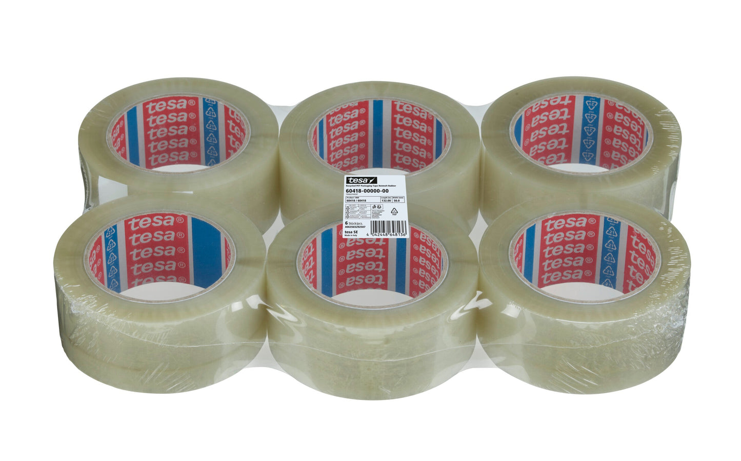 tesa® 60418 Thin recycled PET packaging tape with synthetic rubber adhesive - tesa 4042448648136 60418-00000 li400 top pa.jpg